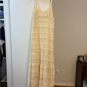 American Eagle Outfitters Cream Lace Maxi Dress